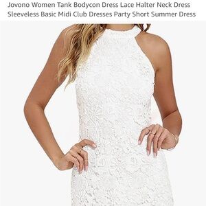 White Lace Halter Neck Bodycon Dress